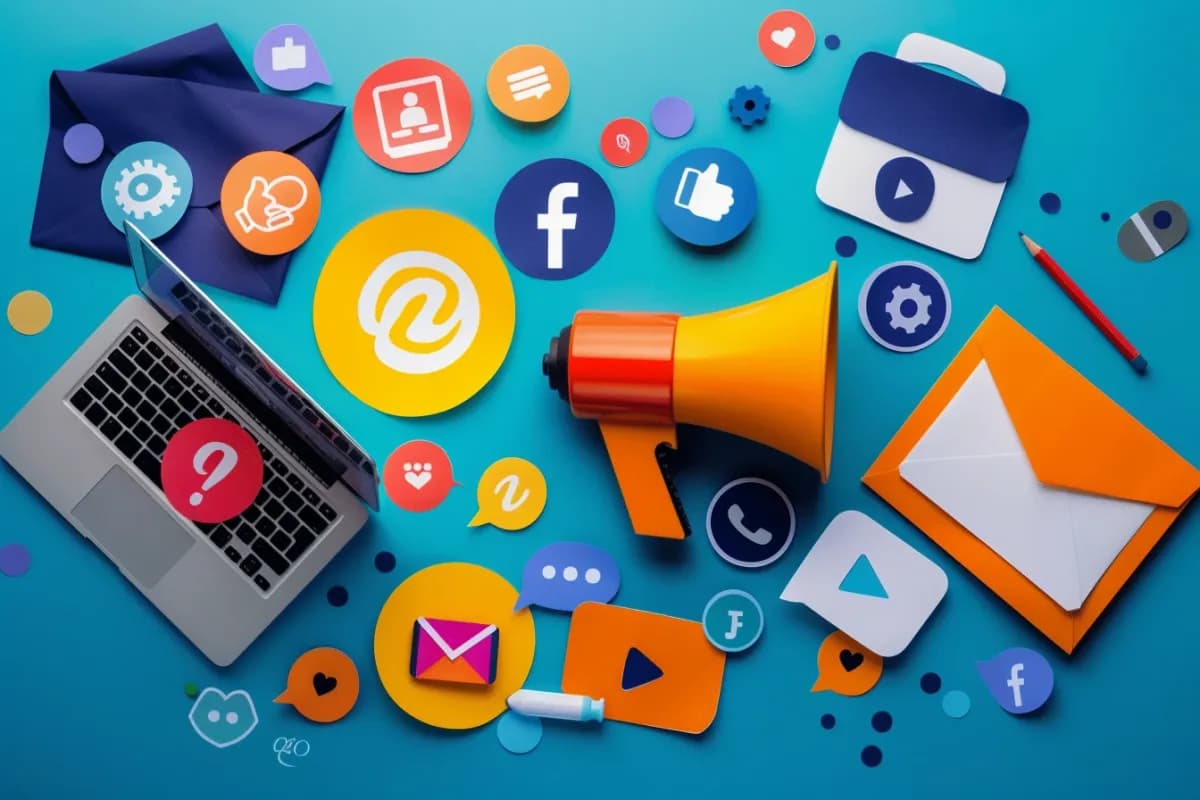 Stylized infographic illustrating the four key marketing mix elements: Product, Place, Price, and Promotion.