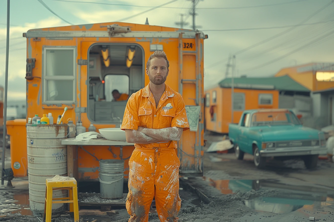 Emotional Branding: Features Don't Win Hearts, Emotions Do—Don't Just Sell, Make Them Feel! A determined blue-collar worker showcasing the power of motional branding.