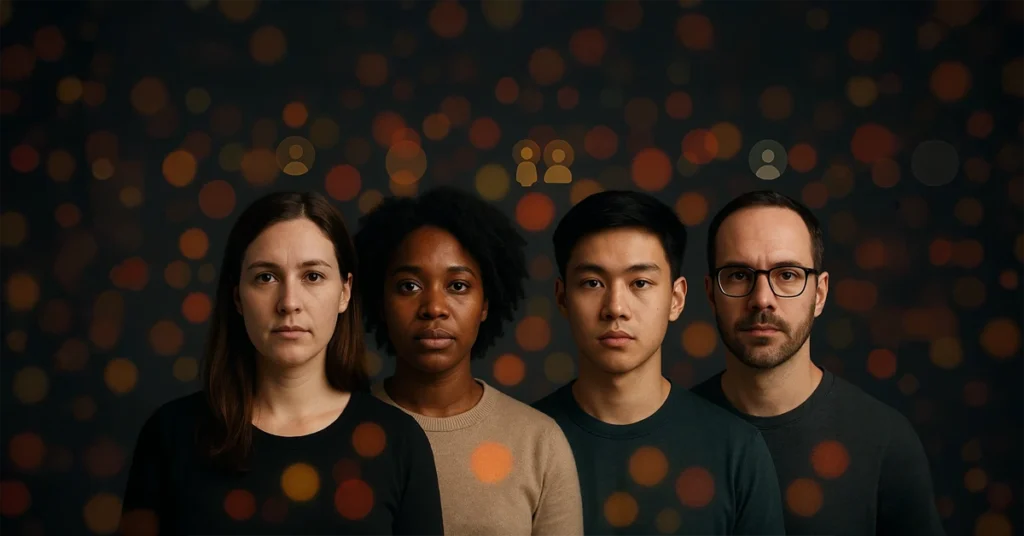 Diverse group of early adopters receiving exclusive access to a startup launch