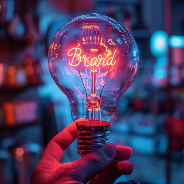 A lightbulb designed by Via Marketing: The coil of the lightbulb spells Brand.