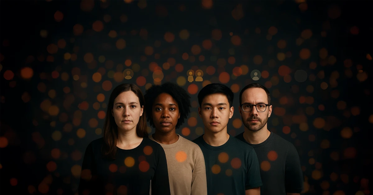Diverse professionals in dark setting symbolize the Ideal Customer Profile vital to effective B2B marketing.