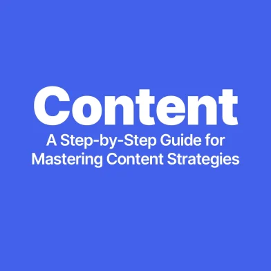 A content strategies banner with the word "Content" and the tagline "a step-by-step guide for mastering content strategies".